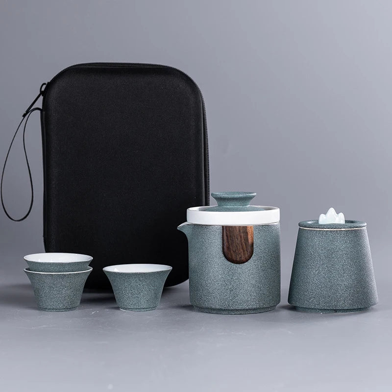 Chinese Kung Fu Travel Tea Set Ceramic Portable Teapot Porcelain Teaset Gaiwan Tea Cups of Tea Ceremony Tea Pot With Travel Bag