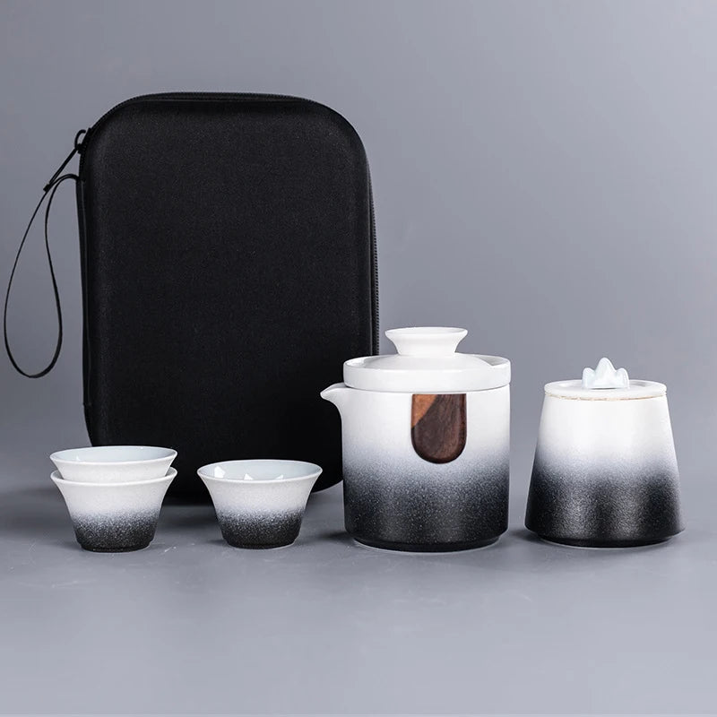Chinese Kung Fu Travel Tea Set Ceramic Portable Teapot Porcelain Teaset Gaiwan Tea Cups of Tea Ceremony Tea Pot With Travel Bag
