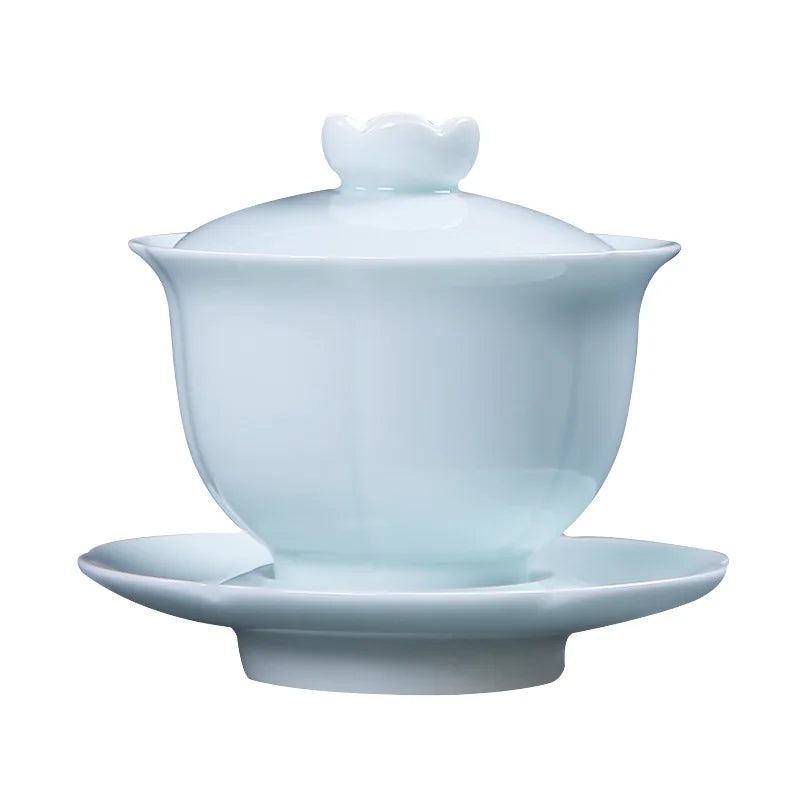 Chinese Kungfu Teapot Sets Ceramic Handmade Teaware Tea Bowl Cups Home Tureen Pure White Gaiwan Porcelanas Tea Cup