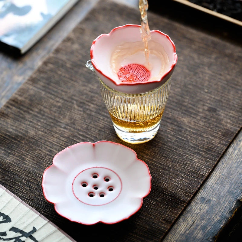 Chinese Pig Oil Frozen Ceramic Tea Infusor Creative Pink Ru Kiln Herbal Spice Filter Diffuser Tea Strainer Tea Filter Tea Items