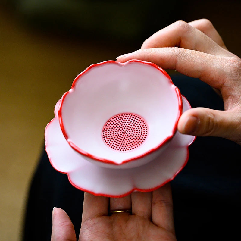 Chinese Pig Oil Frozen Ceramic Tea Infusor Creative Pink Ru Kiln Herbal Spice Filter Diffuser Tea Strainer Tea Filter Tea Items