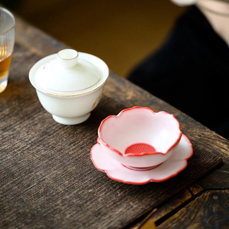 Chinese Pig Oil Frozen Ceramic Tea Infusor Creative Pink Ru Kiln Herbal Spice Filter Diffuser Tea Strainer Tea Filter Tea Items