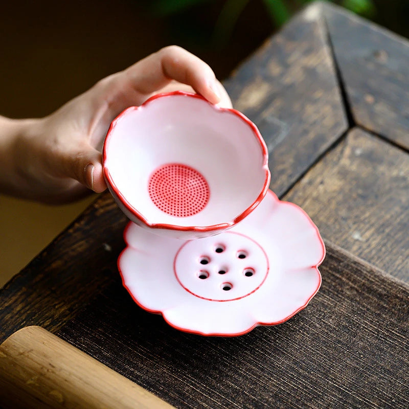 Chinese Pig Oil Frozen Ceramic Tea Infusor Creative Pink Ru Kiln Herbal Spice Filter Diffuser Tea Strainer Tea Filter Tea Items