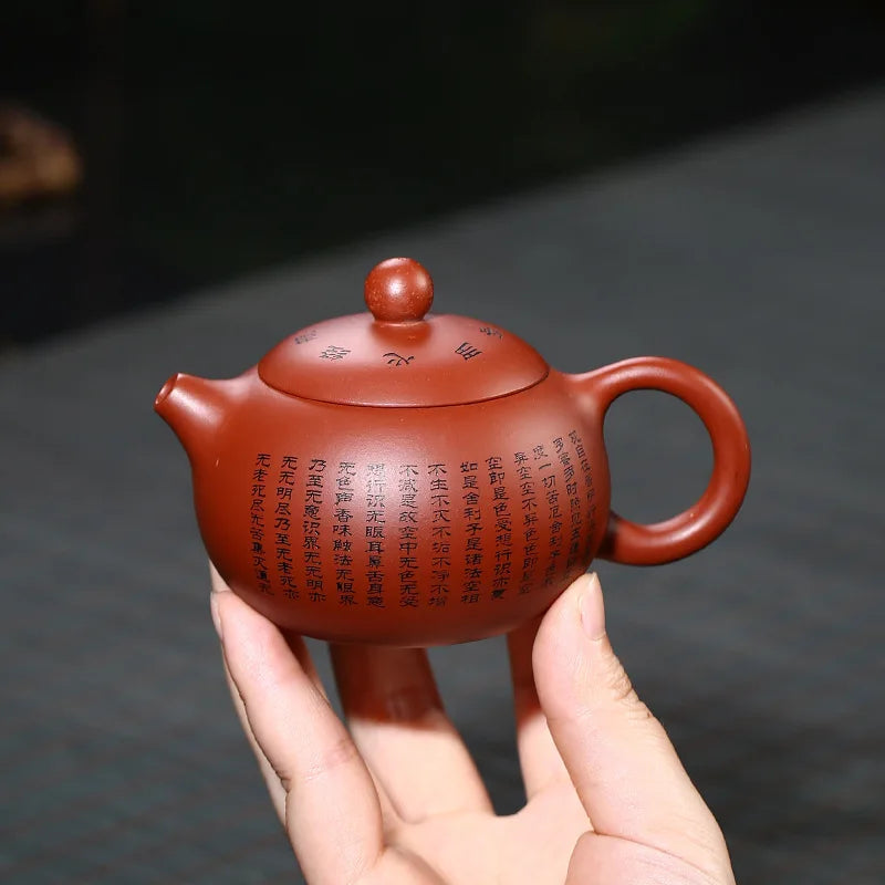 Chinese Purple Clay Teapot Handcrafted Buddhist Scriptures Tea Pots Yixing Zisha Teaware 150ml Traditional Kettle PuerTea Set