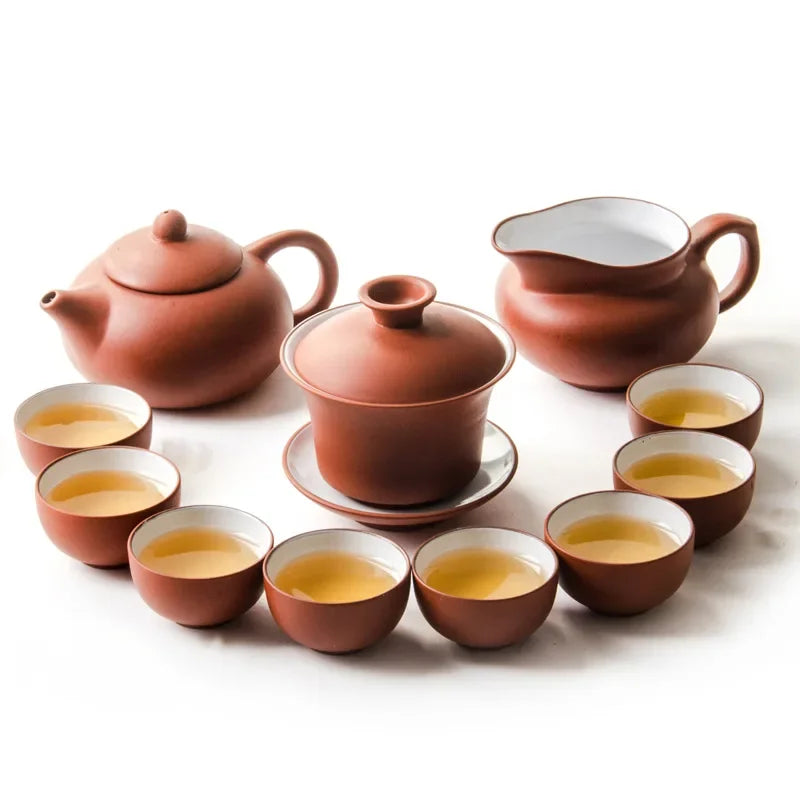 Chinese Purple Clay Teaset 11 Pieces Teaware Set Traditional Gaiwan Tea Cups Tureen Zisha Tea Pots Tea Brew Kung Fu Tea Cup