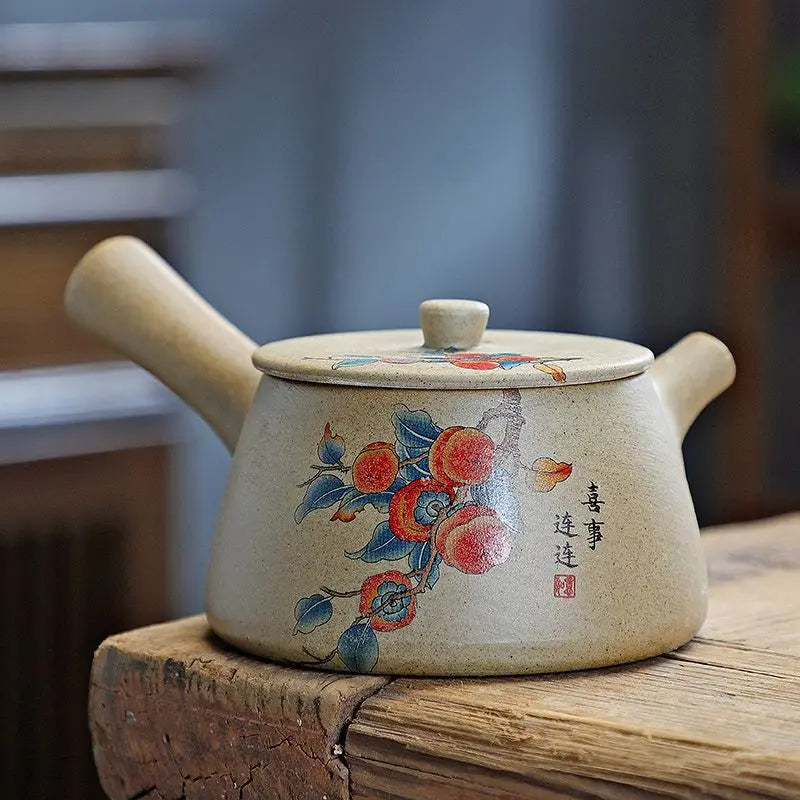 Chinese Purply Clay Tea Pot Set Ying Xing Ceramic Tea Set Retro Teaware Teapots Pottery Tea Kettle Handmade Tea Set