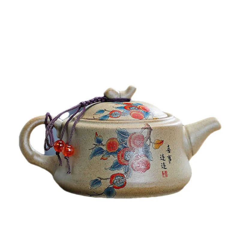 Chinese Purply Clay Tea Pot Set Ying Xing Ceramic Tea Set Retro Teaware Teapots Pottery Tea Kettle Handmade Tea Set