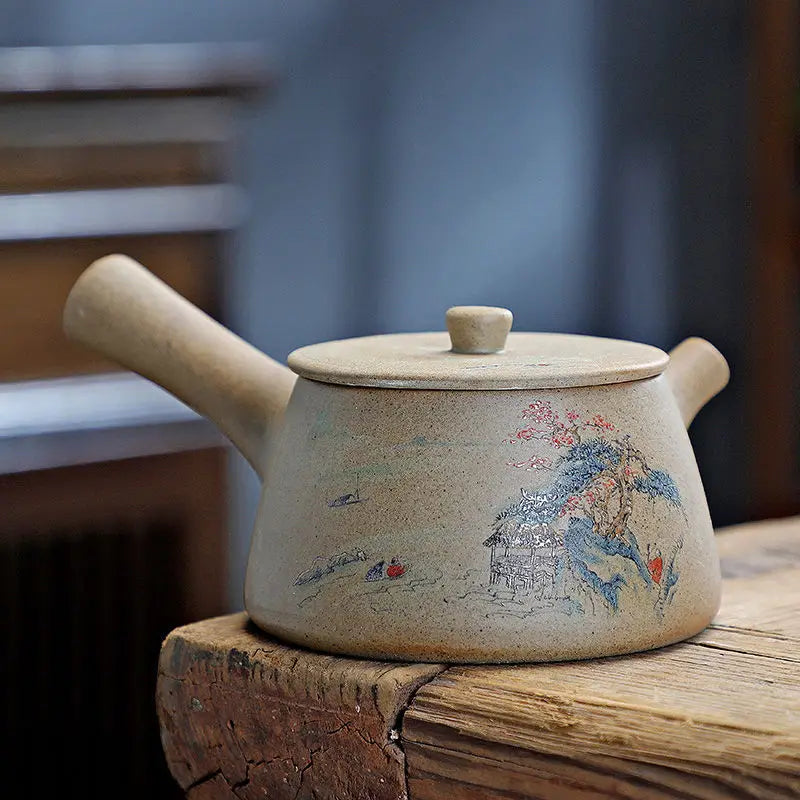 Chinese Purply Clay Tea Pot Set Ying Xing Ceramic Tea Set Retro Teaware Teapots Pottery Tea Kettle Handmade Tea Set