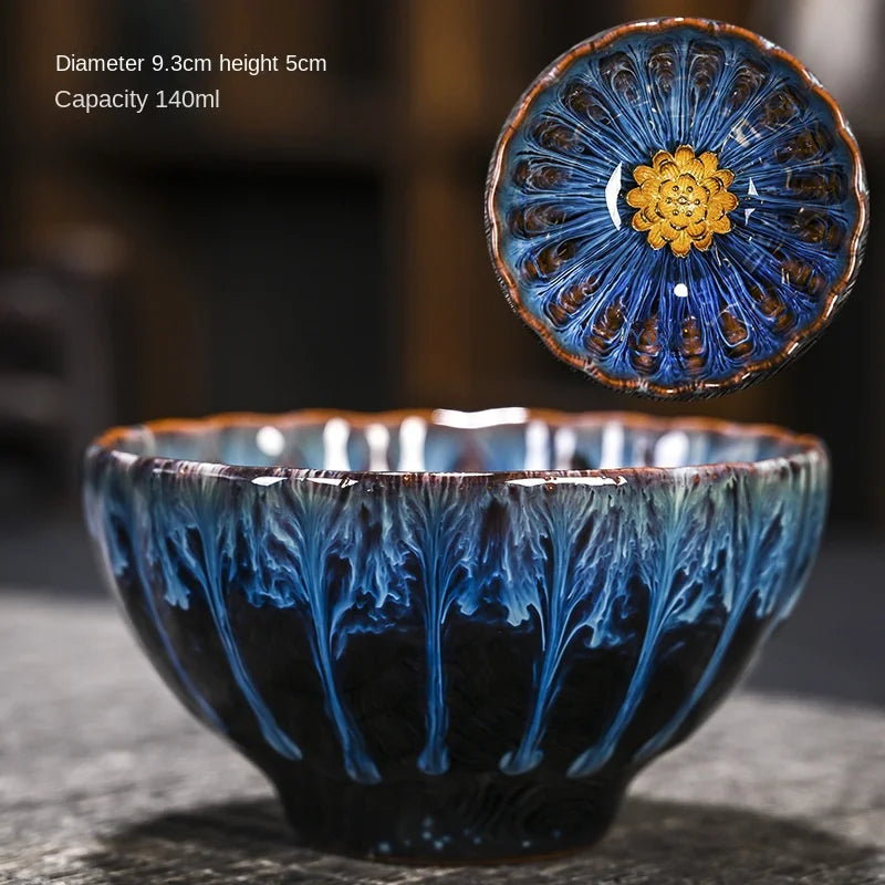 Chinese Style Kiln Master Cup Ceramic Petals Tea Cup Tea Set Tea Cup Single Tea Bowl Family Kungfu Tea Cup