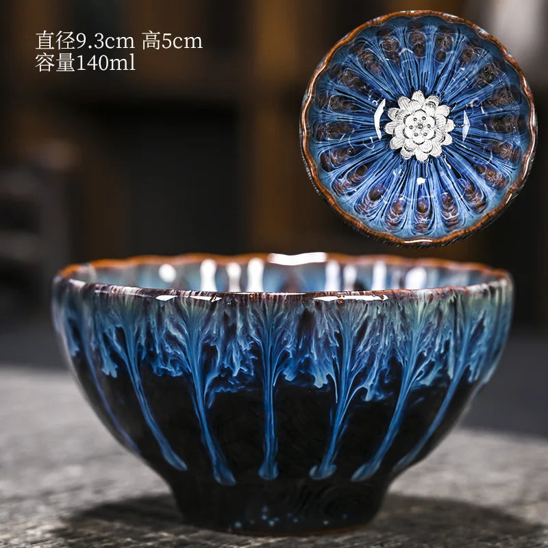 Chinese Style Kiln Master Cup Ceramic Petals Tea Cup Tea Set Tea Cup Single Tea Bowl Family Kungfu Tea Cup