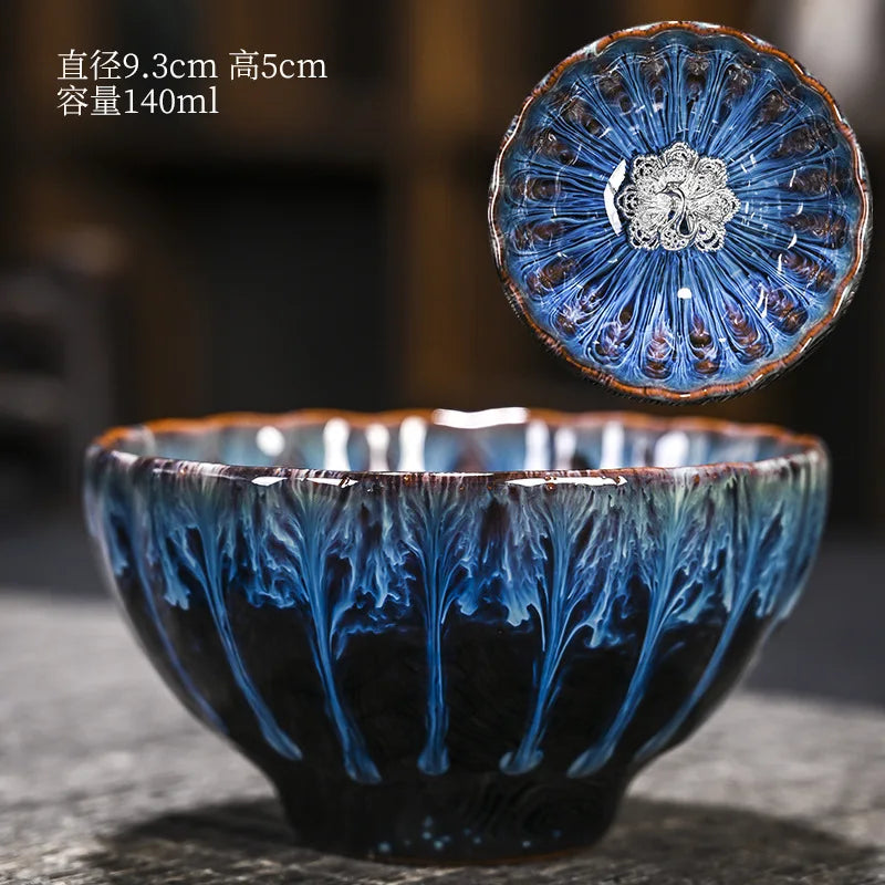 Chinese Style Kiln Master Cup Ceramic Petals Tea Cup Tea Set Tea Cup Single Tea Bowl Family Kungfu Tea Cup