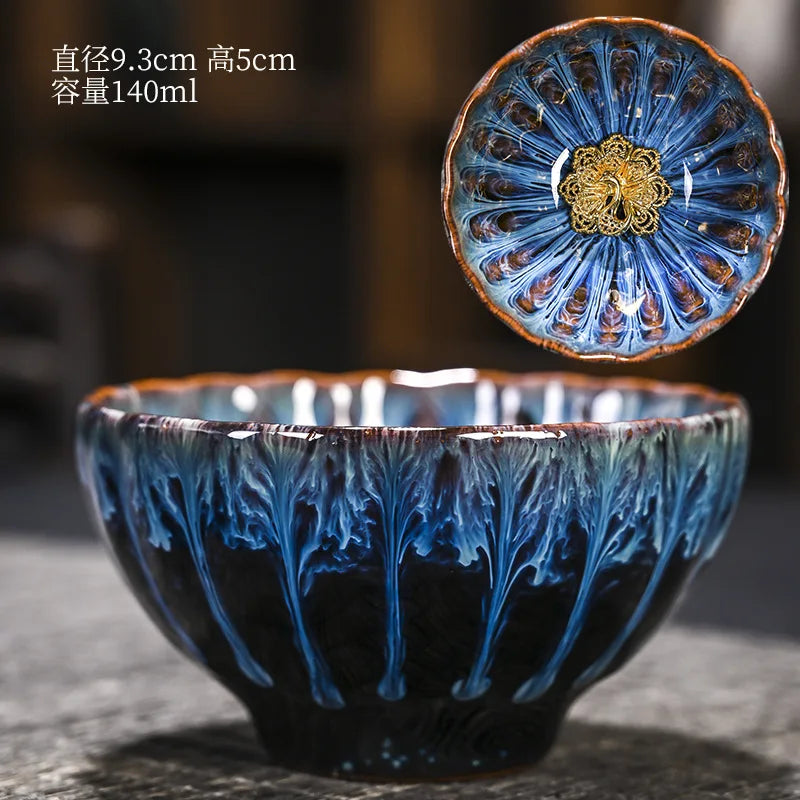 Chinese Style Kiln Master Cup Ceramic Petals Tea Cup Tea Set Tea Cup Single Tea Bowl Family Kungfu Tea Cup