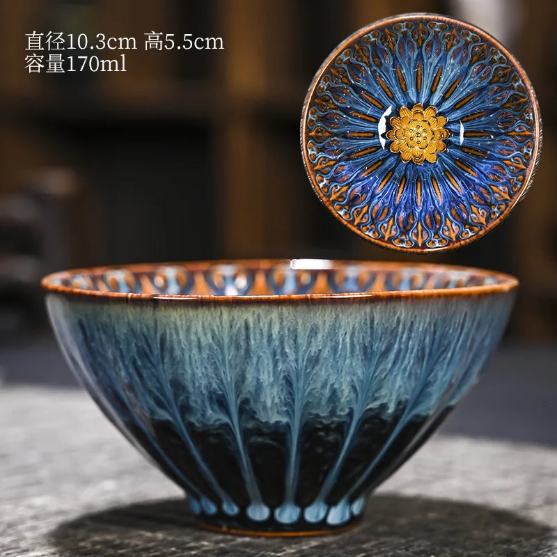 Chinese Style Kiln Master Cup Ceramic Petals Tea Cup Tea Set Tea Cup Single Tea Bowl Family Kungfu Tea Cup