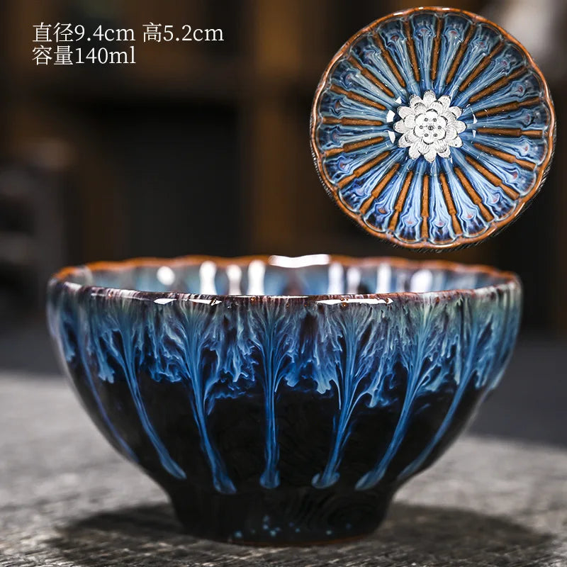 Chinese Style Kiln Master Cup Ceramic Petals Tea Cup Tea Set Tea Cup Single Tea Bowl Family Kungfu Tea Cup