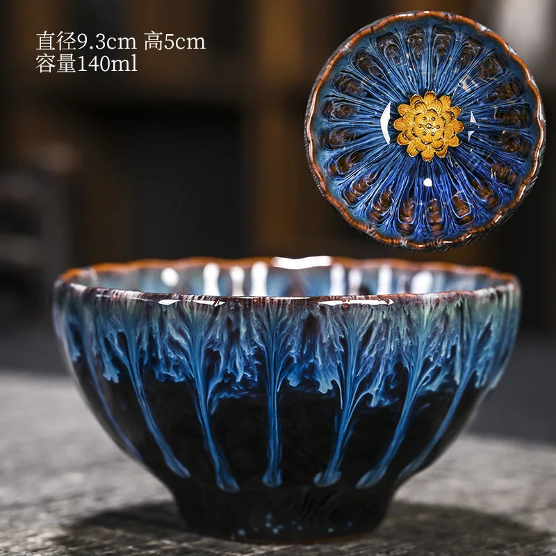 Chinese Style Kiln Master Cup Ceramic Petals Tea Cup Tea Set Tea Cup Single Tea Bowl Family Kungfu Tea Cup