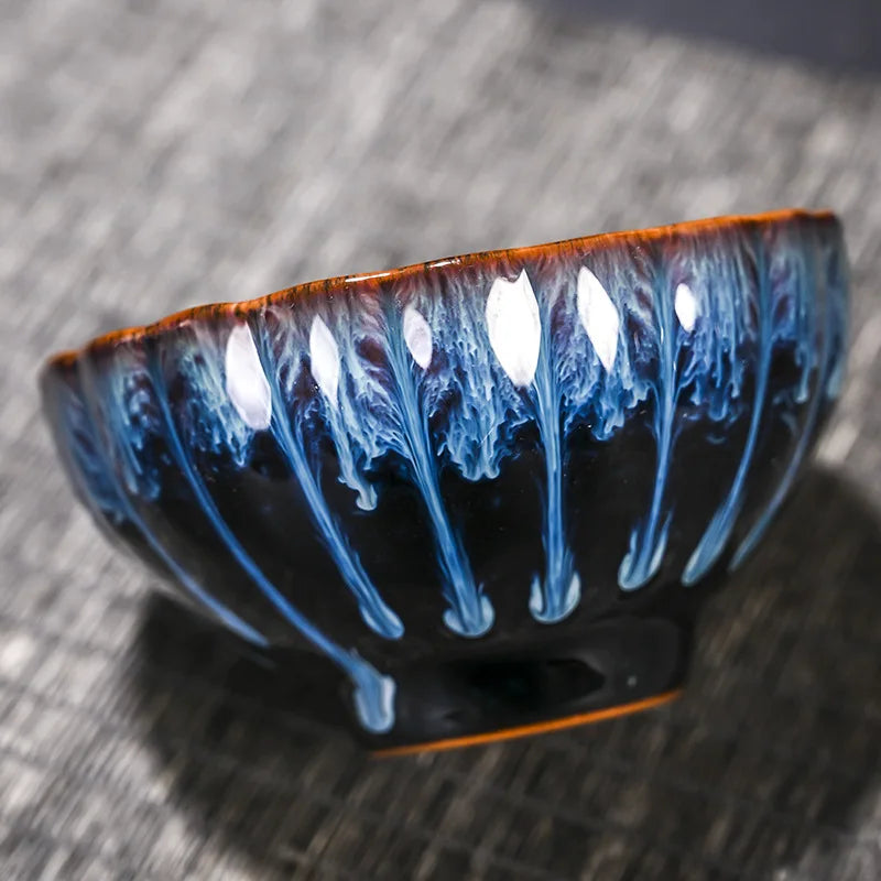 Chinese Style Kiln Master Cup Ceramic Petals Tea Cup Tea Set Tea Cup Single Tea Bowl Family Kungfu Tea Cup