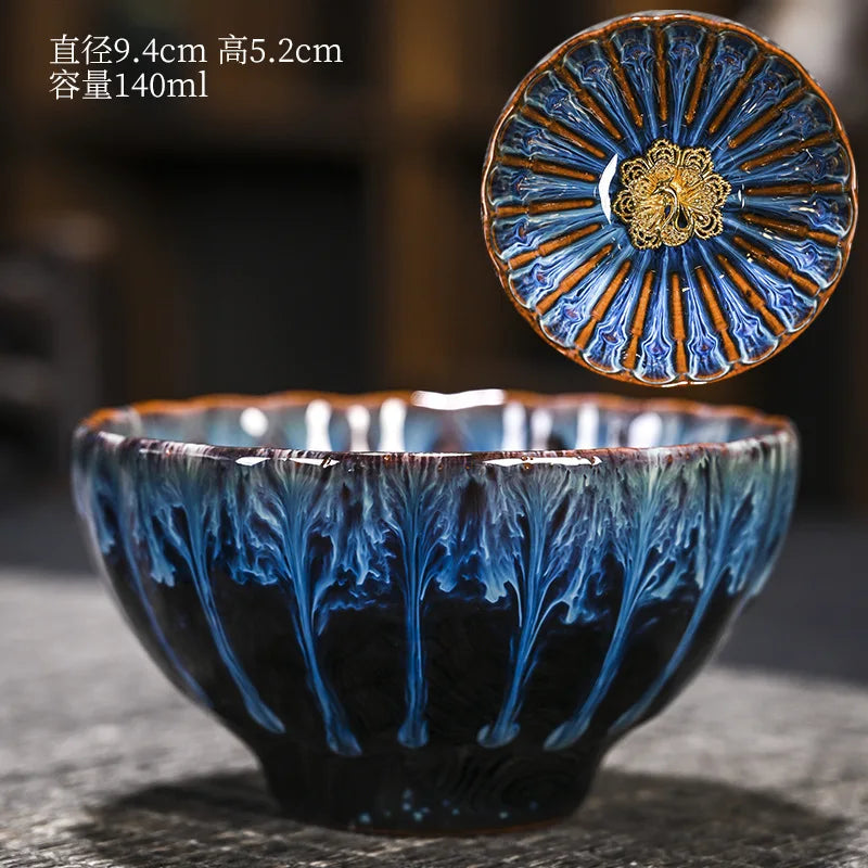 Chinese Style Kiln Master Cup Ceramic Petals Tea Cup Tea Set Tea Cup Single Tea Bowl Family Kungfu Tea Cup