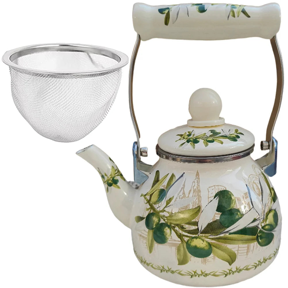 Chinese Tea Pot Glass Teapot Infuser Tea Pots Loose Tea Tea Strainer Metal Teapot Enamel Tea Maker Daily Use Enamel Kettle