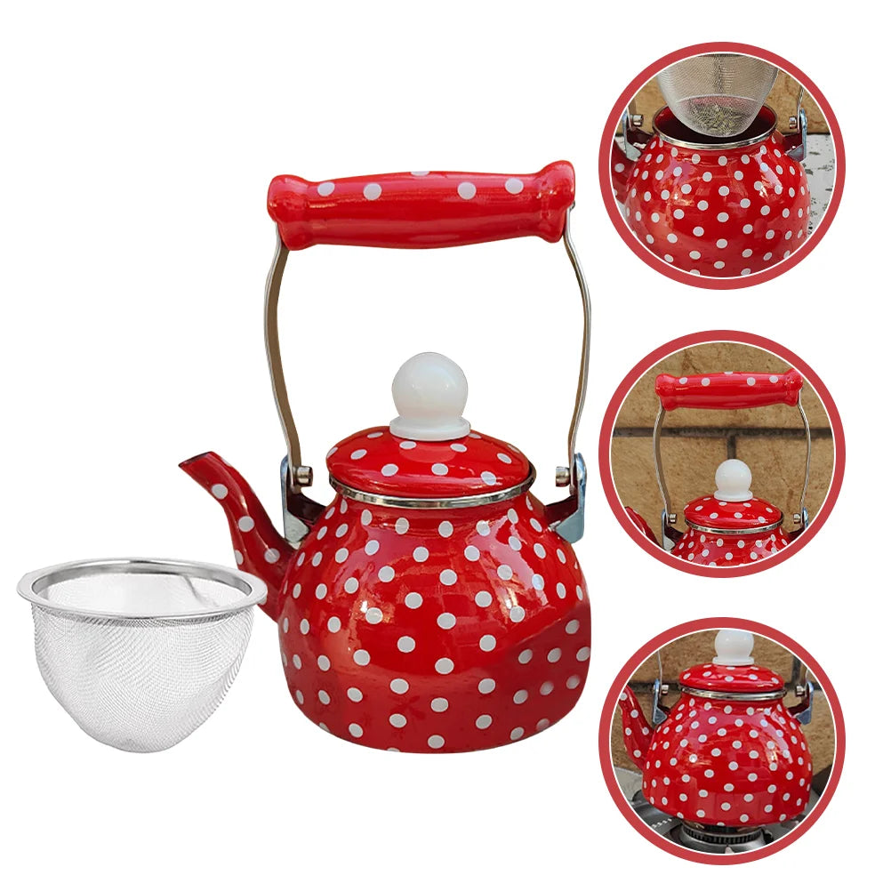 Chinese Tea Pot Glass Teapot Infuser Tea Pots Loose Tea Tea Strainer Metal Teapot Enamel Tea Maker Daily Use Enamel Kettle
