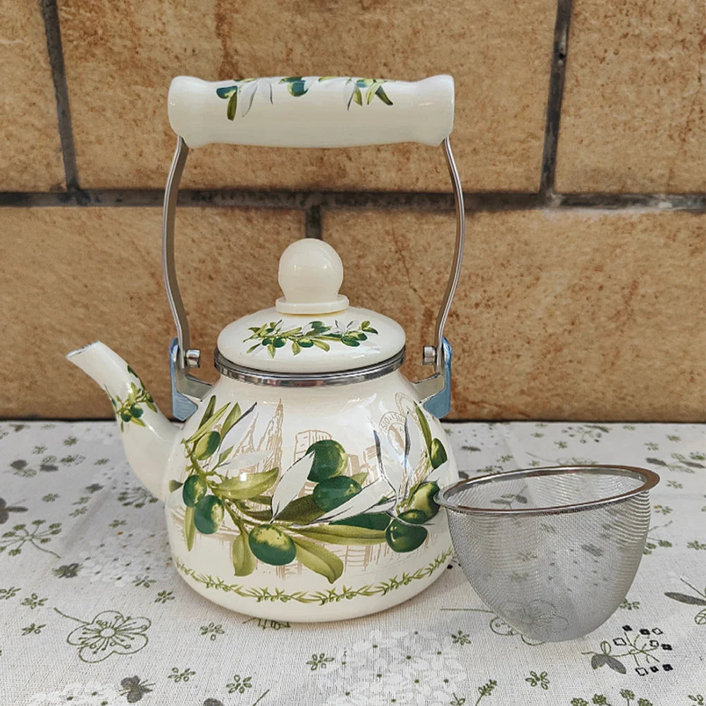 Chinese Tea Pot Glass Teapot Infuser Tea Pots Loose Tea Tea Strainer Metal Teapot Enamel Tea Maker Daily Use Enamel Kettle