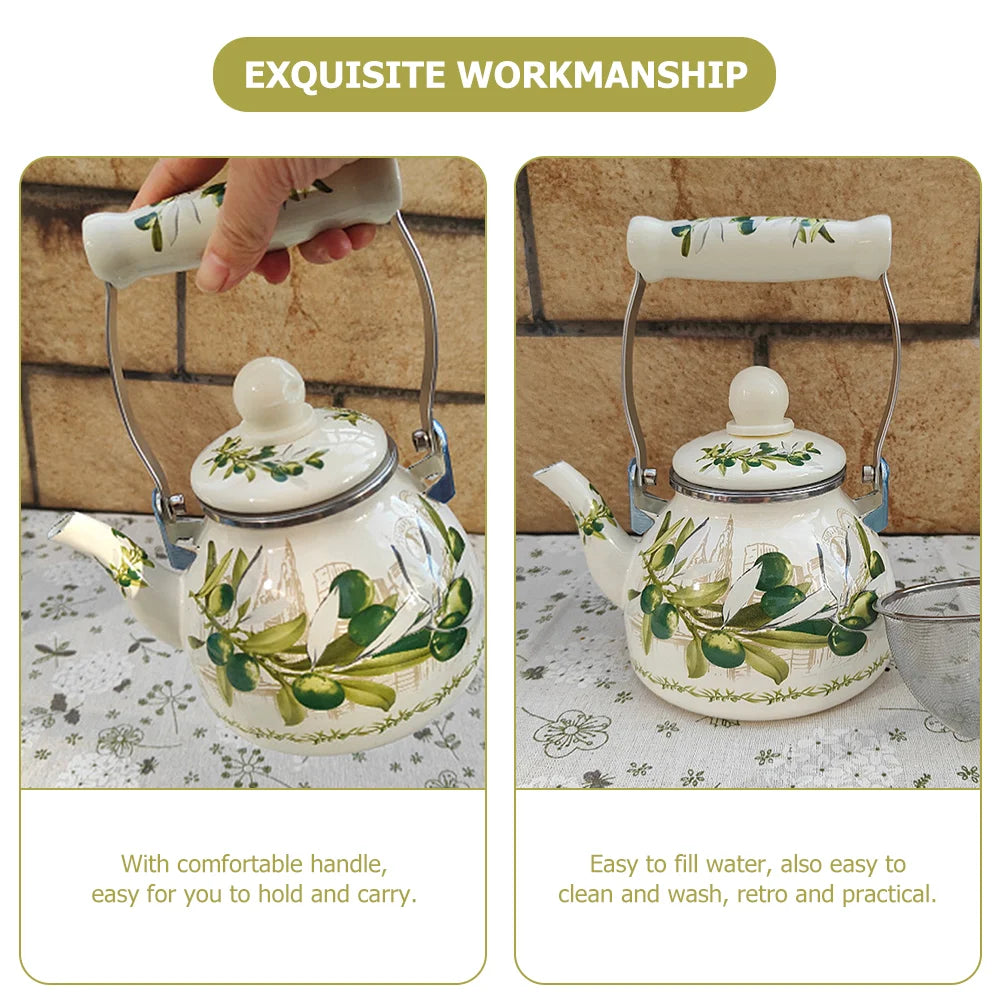 Chinese Tea Pot Glass Teapot Infuser Tea Pots Loose Tea Tea Strainer Metal Teapot Enamel Tea Maker Daily Use Enamel Kettle