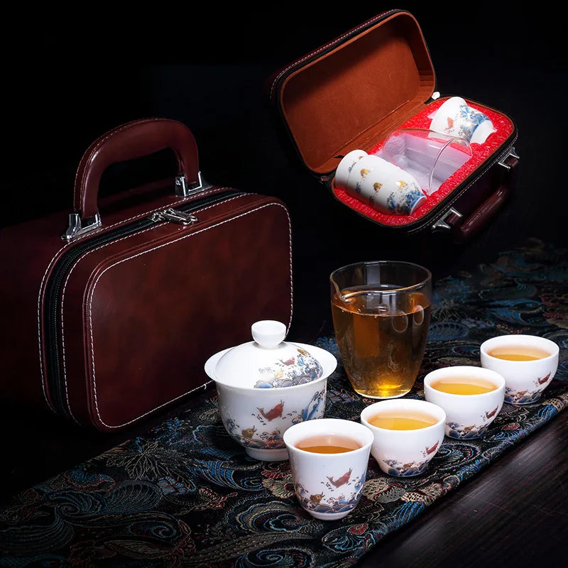 Chinese Tea Set Ceramic Suet jade Teapot Teacup Gaiwan Porcelain Teaset Kettles Teaware Sets Drinkware Chinese Tea Free Shipping