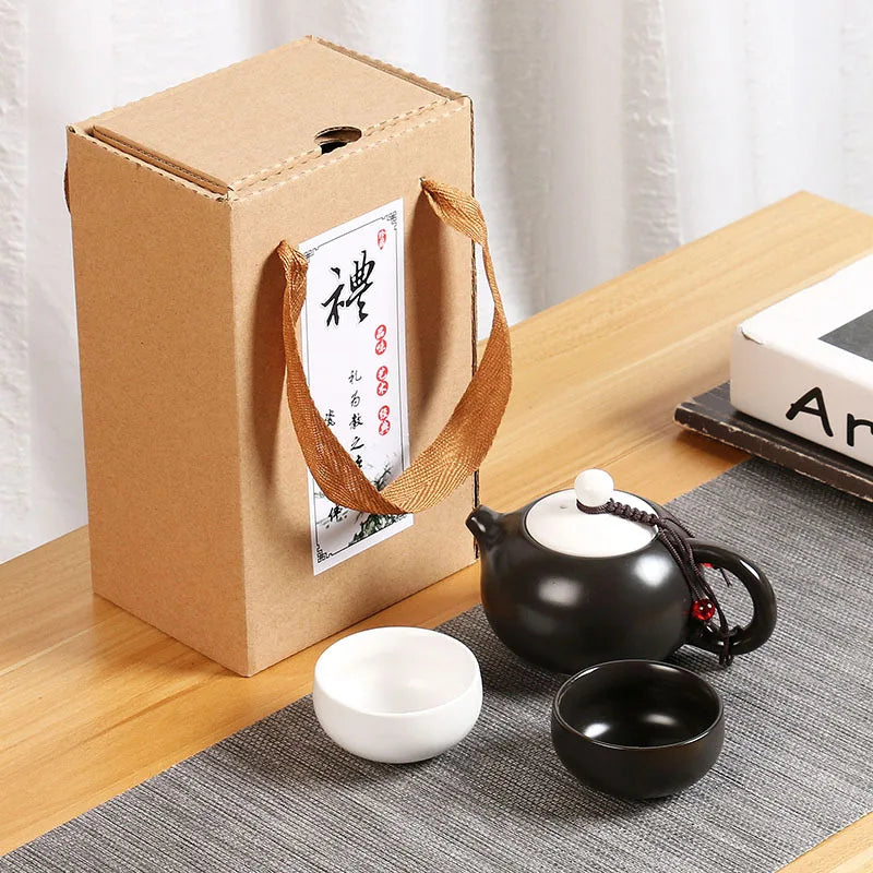 Chinese Tea Set Portable Travel Kung Fu Tea Set Ceramic Teapot Teaset Gaiwan Tea Cup Tea Pot &Travel Bag Tea Caddy Coffee Pot