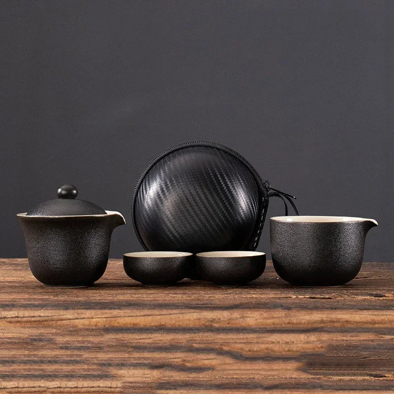 Chinese Tea Travel Set  Ceramic Portable Teapot Porcelain Teaset Gaiwan  Cups of Tea Ceremony Tea Tool
