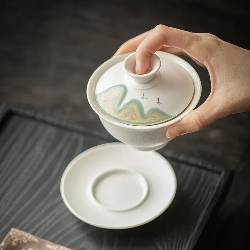 Chinese Tea Tureen Lid Bowl Saucer Handpainted Sancai Gaiwan Tea Set Kung Fu Ceramic Tea Cups Porcelanas Teaware Tea Cups