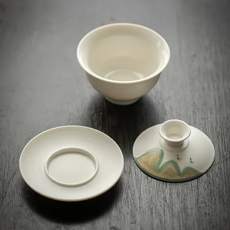 Chinese Tea Tureen Lid Bowl Saucer Handpainted Sancai Gaiwan Tea Set Kung Fu Ceramic Tea Cups Porcelanas Teaware Tea Cups
