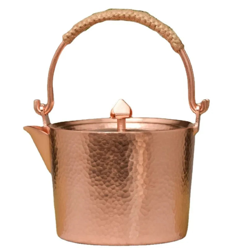 Chinese Teapot Red Copper Pot Handmade Water Jug Retro Health Teapot Metal Tea Infusers Kung Fu Tea Table Household Kettle Gift