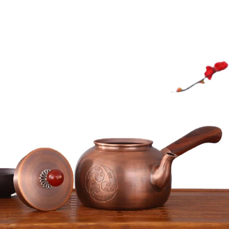 Chinese Teapot Side Handl Portable Teapot Tea Set Vintage Coffee Pots Purple Copper Pots Metal Kung Fu Tea Set Teapot 600ml