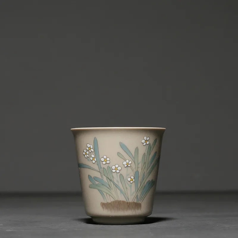 Chinese Traditional Ceramic Teacup Portable Travel Tea Bowl Household Porcelain Tea Set Pu'er Tie Guanyin Handmade Tea Cup 60ml