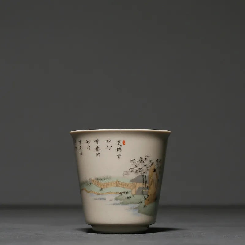Chinese Traditional Ceramic Teacup Portable Travel Tea Bowl Household Porcelain Tea Set Pu'er Tie Guanyin Handmade Tea Cup 60ml