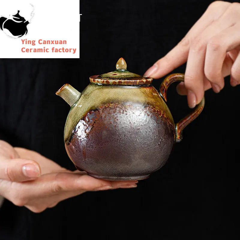 Chinese Traditional Kiln Change Ceramic Teapots Handmade Kettle Travel Portable Filter Tea Pot Household Tea Set Teaware