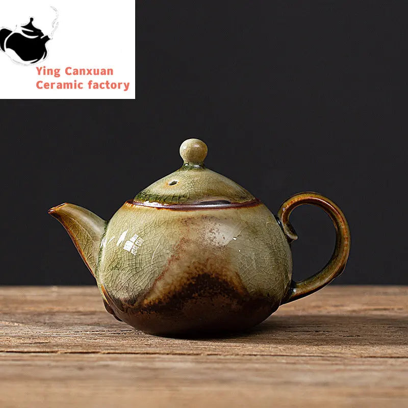 Chinese Traditional Kiln Change Ceramic Teapots Handmade Kettle Travel Portable Filter Tea Pot Household Tea Set Teaware