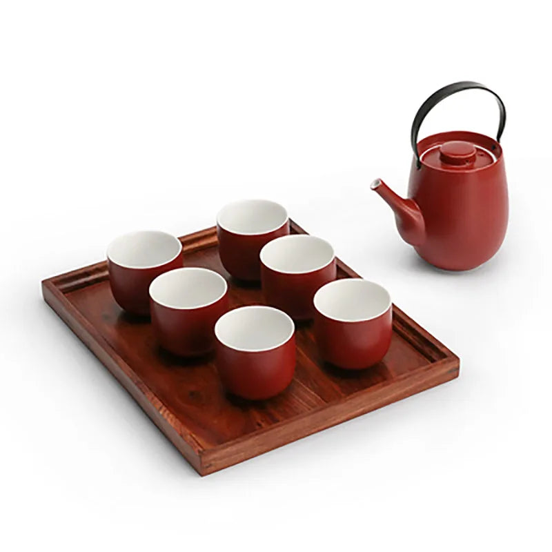 Chinese Traditional Wedding Ceramic Tea Set Teaware Kettle Retro Porcelain Teapot Tea Cup Newlywed Souvenir Gift Party Supplies