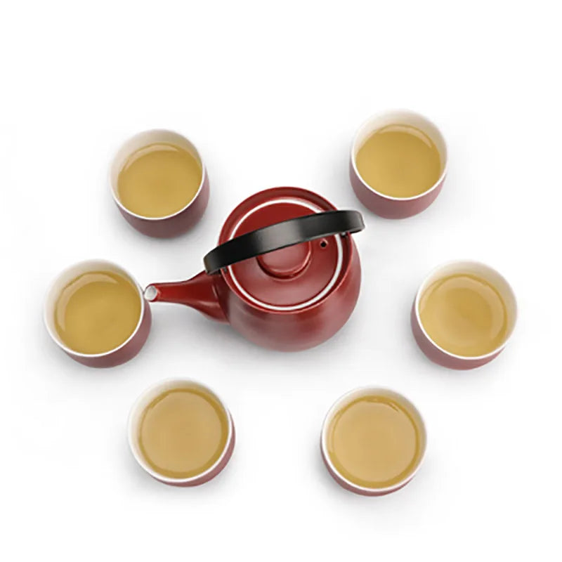 Chinese Traditional Wedding Ceramic Tea Set Teaware Kettle Retro Porcelain Teapot Tea Cup Newlywed Souvenir Gift Party Supplies