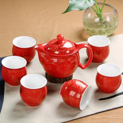 Chinese Wedding Decoration Tea Sets Insulation 6pcs teacup 1pcs teapot. Kung Fu Teaware Sets Wholesale The Highest Sales