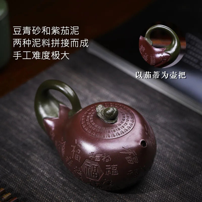 Chinese Yixing Purple Clay Teapots Raw Ore Dahongpao Filter Tea Pot Hand Painted Landscape Tea Kettle Home Teaware Supplies