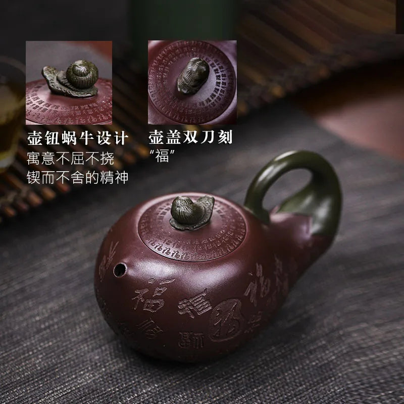 Chinese Yixing Purple Clay Teapots Raw Ore Dahongpao Filter Tea Pot Hand Painted Landscape Tea Kettle Home Teaware Supplies