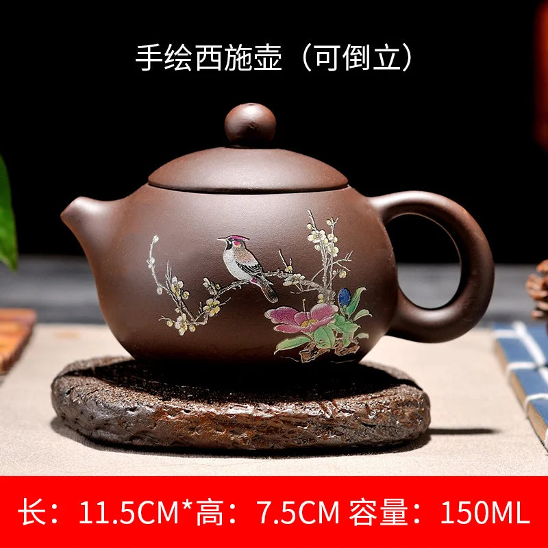 Chinese Yixing Zisha Teapot Handmade Xishi Tea Kettles Purple Clay Teaware Pots 150ml Puer Tea Kung Fu Tea Infuser