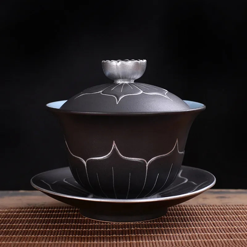 Chinese style Hand Made cover bowl tea set ceramics Tea cup gaiwan tea pot Travel teaset Home Office Tea Bowl 140ml