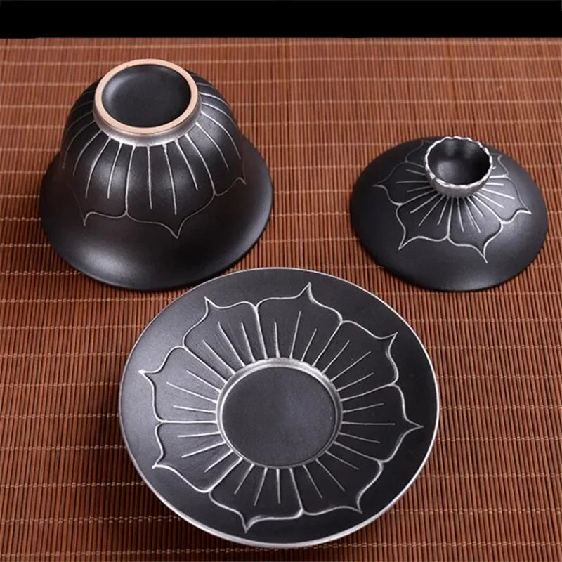Chinese style Hand Made cover bowl tea set ceramics Tea cup gaiwan tea pot Travel teaset Home Office Tea Bowl 140ml