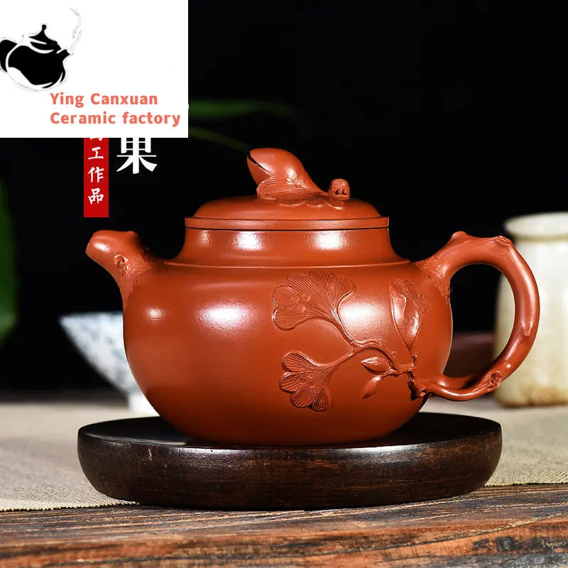 Chinese teapot Yixing Purple Clay Teapot Handmade Zhuni Applique Pistachio Pot Kung Fu Tea Set Teapot Capacity 320ml