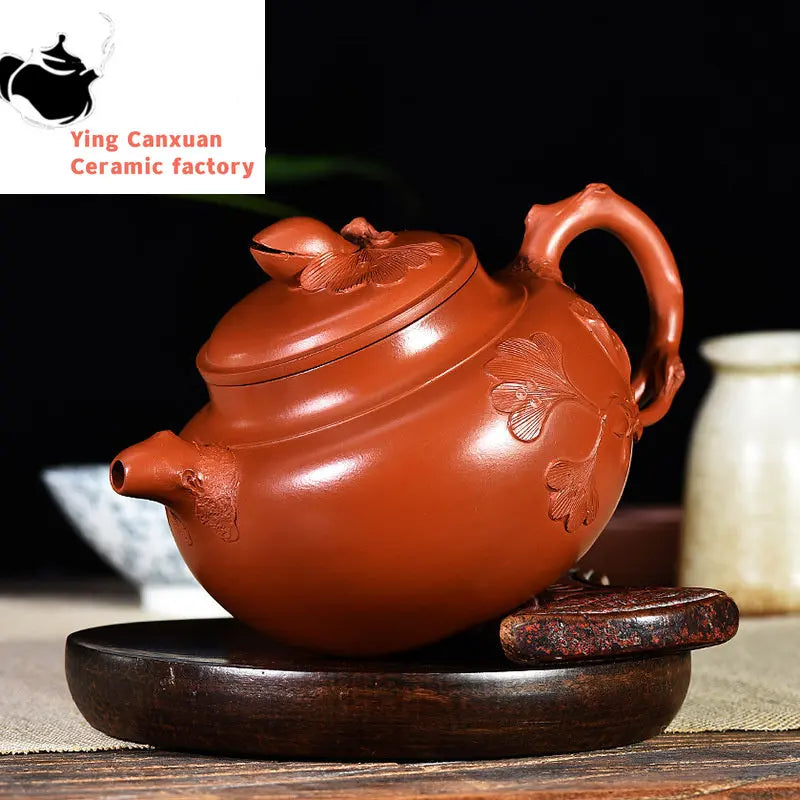 Chinese teapot Yixing Purple Clay Teapot Handmade Zhuni Applique Pistachio Pot Kung Fu Tea Set Teapot Capacity 320ml