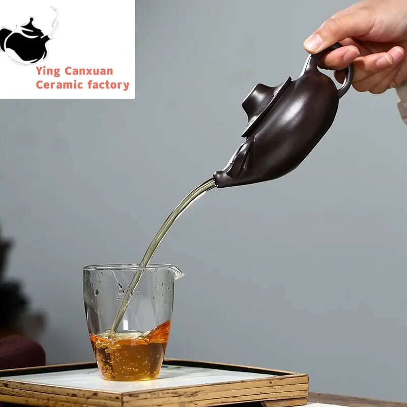 Chinese teapot Yixing purple clay teapot handmade raw ore purple clay bullish teapot Kungfu tea set 260ml