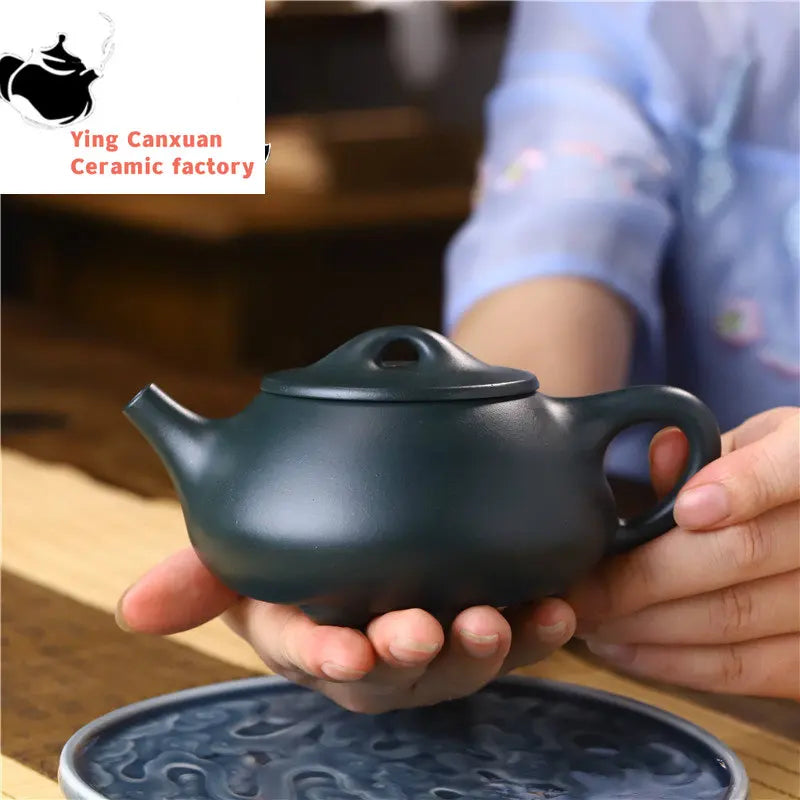 Chinese teapot Yixing purple clay teapot ore azure mudstone scoop pot Kungfu tea set teapot capacity 280ml