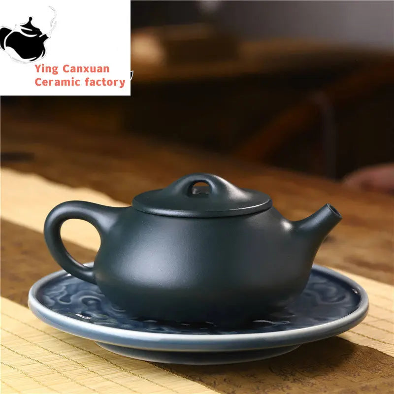 Chinese teapot Yixing purple clay teapot ore azure mudstone scoop pot Kungfu tea set teapot capacity 280ml