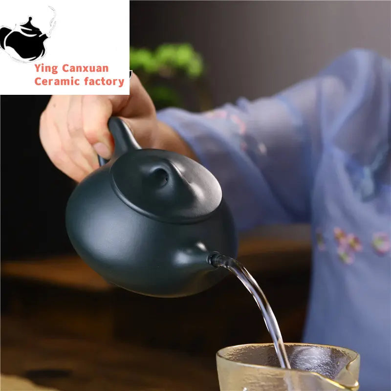 Chinese teapot Yixing purple clay teapot ore azure mudstone scoop pot Kungfu tea set teapot capacity 280ml